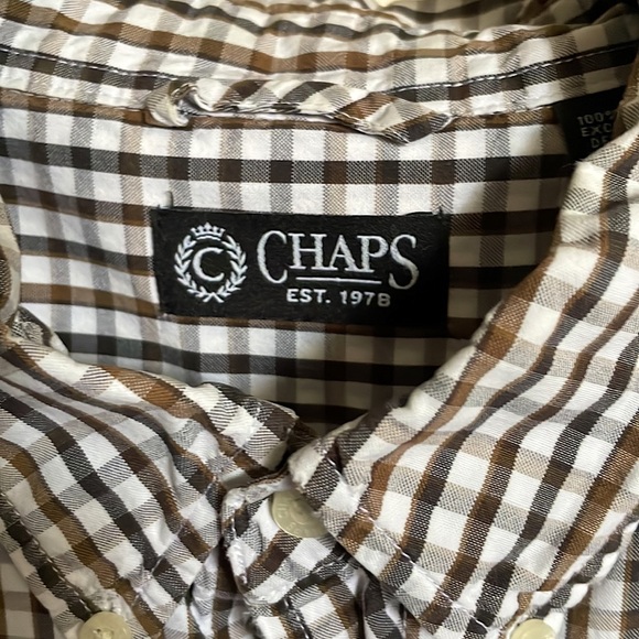 Chaps Short-Sleeve Casual Button Down, Plaid - 100% Cotton, Size L - Picture 2 of 5